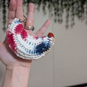 Multicolor Crochet Chicken Keychain